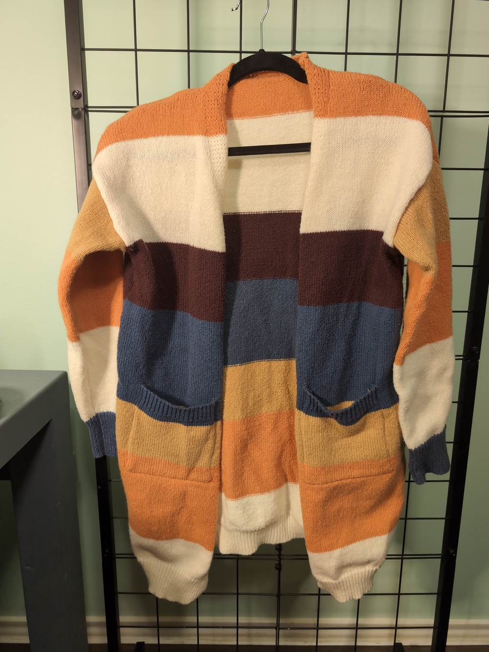 SHEIN Colorblock Open Front Long Cardigan – Size M
